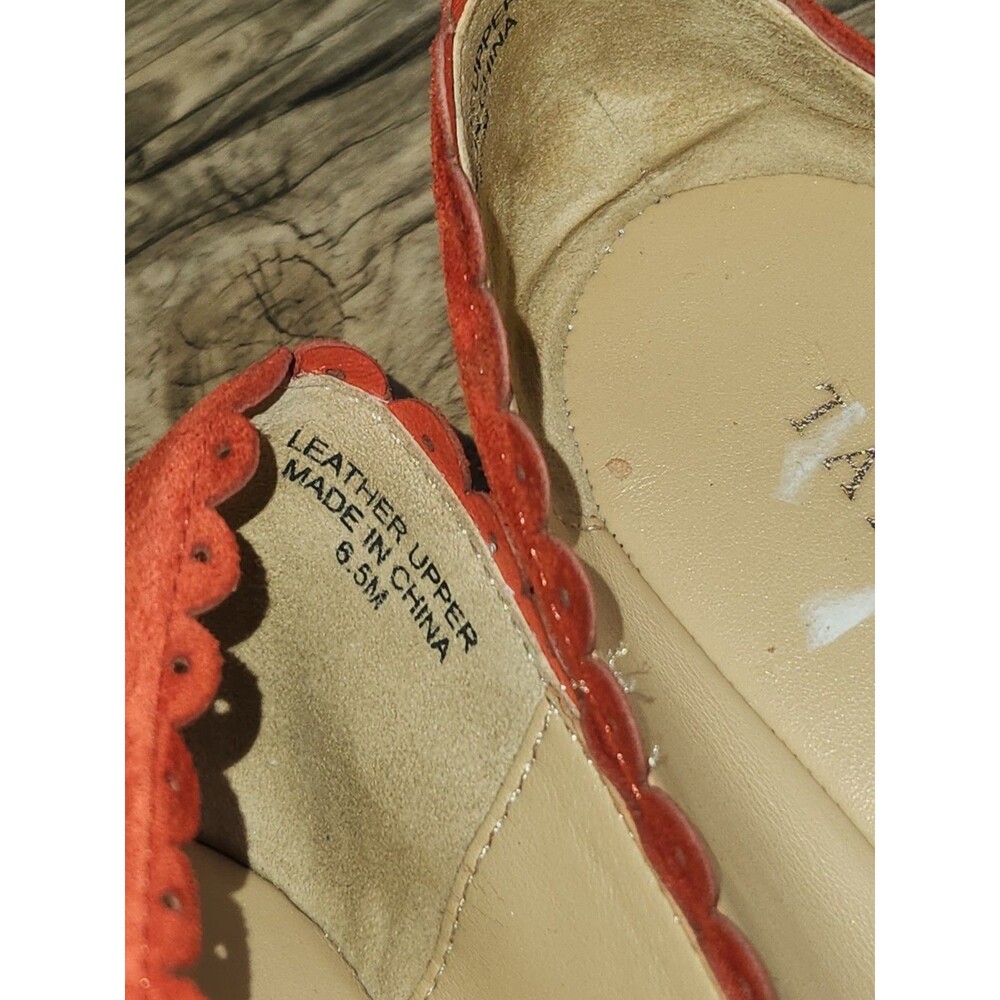 Talbots Women's Slip-on Penelope Scallop Flats leather Suede Orange, Sz 6.5 Med - Picture 11 of 15